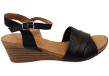 Orizonte Moonlight Womens European Leather Wedge Sandals