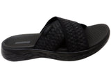 Skechers Womens On The Go 600 Enchanted Black Slide Sandals