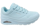 Skechers Womens Uno Stand On Air Memory Foam Shoes Light Blue