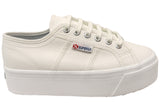 Superga Womens 2790 Tumbled Leather Platform Lace Up Shoes