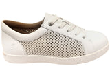 Homyped Womens Lotti Lace White Leather Wide Fit Casual Shoes