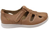 Homyped Jamima Tan Womens Leather Wide Fit Comfortable Shoes