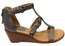 Sofft Gaige Womens Leather Wedge Sandals With Comfort Footbed