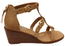 Sofft Gaige Womens Leather Wedge Sandals With Comfort Footbed