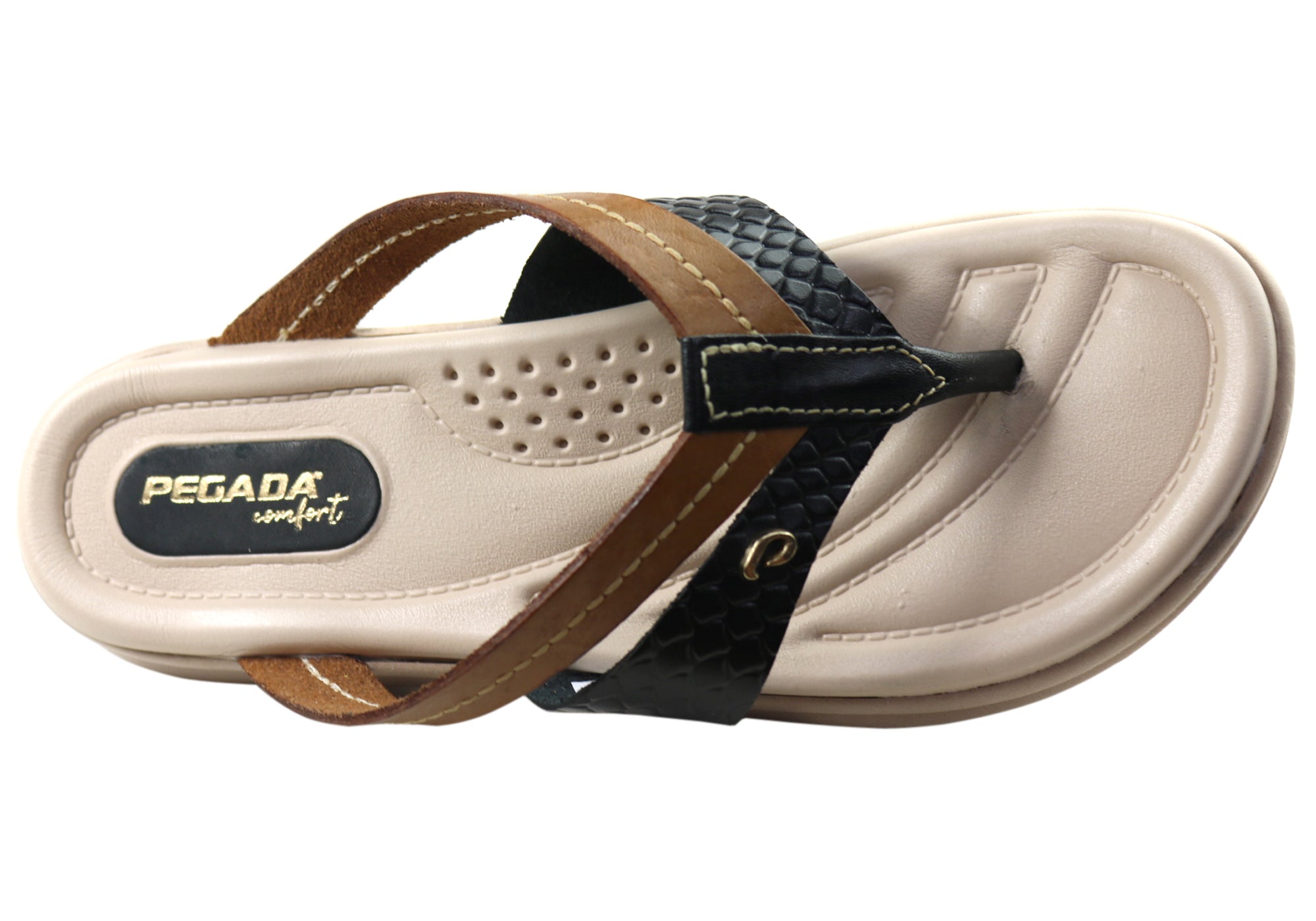 Pegada Vogi Womens Comfort Leather Thongs Sandals Made In Brazil